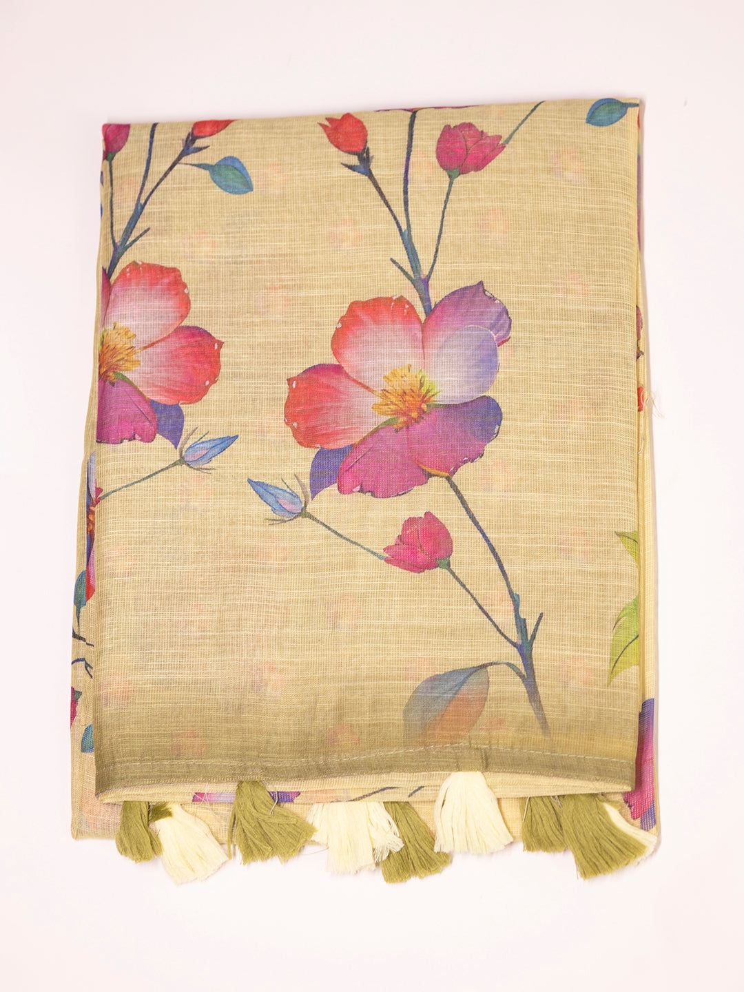 Women Yellow Tissue Printed Saree TS30