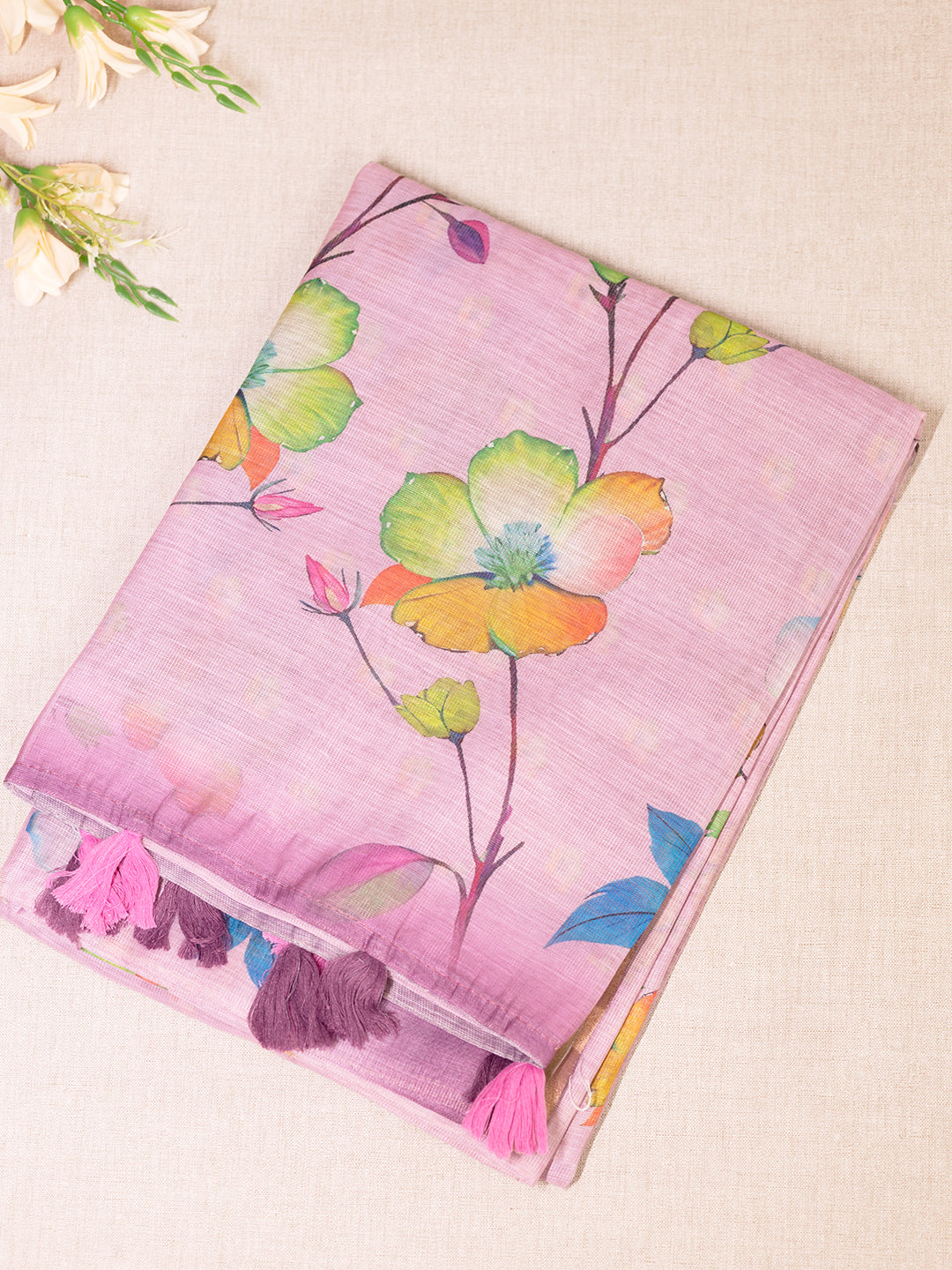Women Pink Tissue Printed Saree TS29