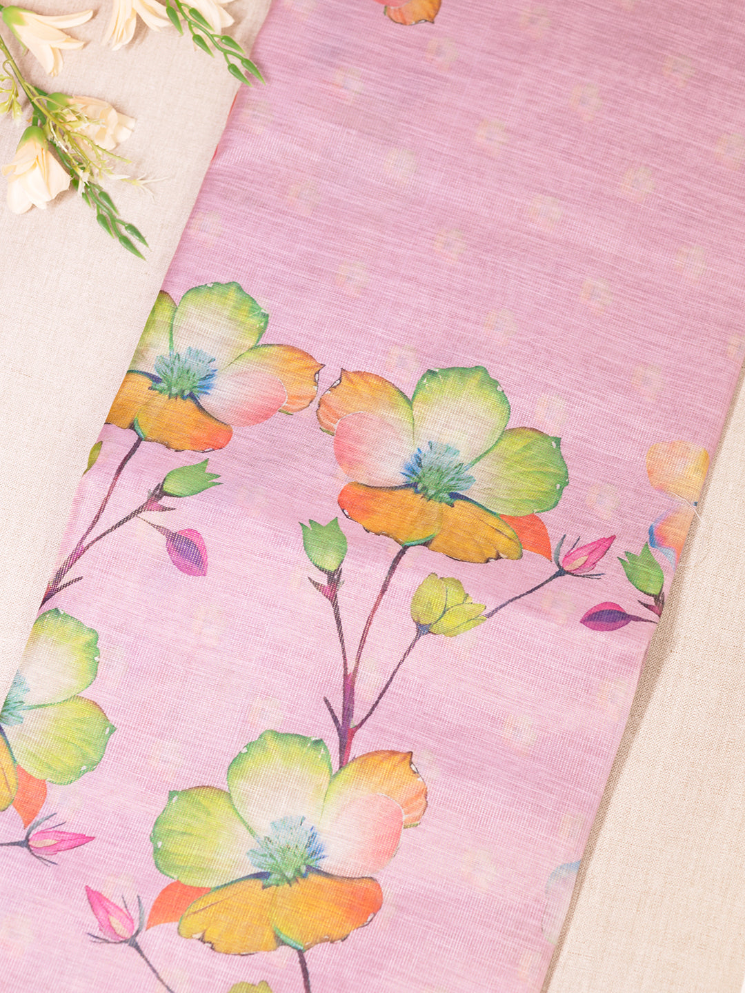 Women Pink Tissue Printed Saree TS29