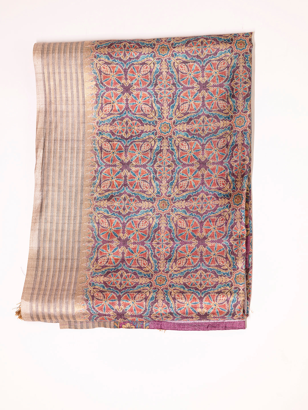 Women Purple Tissue Printed Saree TS37