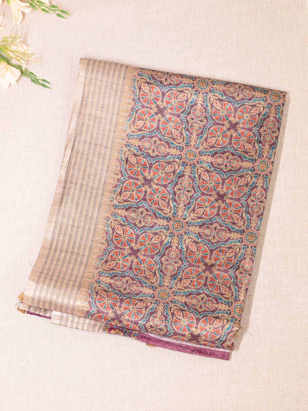 Women Purple Tissue Printed Saree TS37