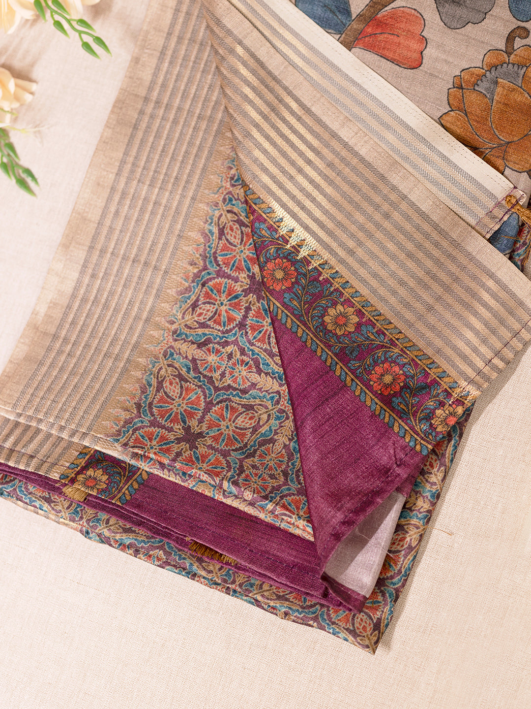 Women Purple Tissue Printed Saree TS37