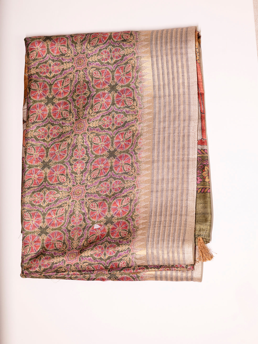 Women Green Tissue Printed Saree TS38