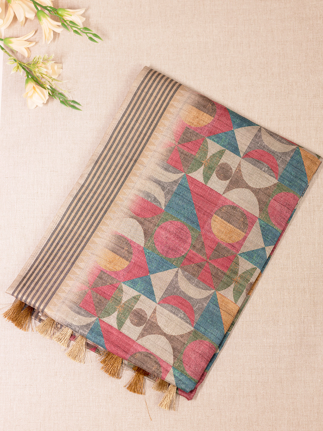 Women Multi Colour Tissue Printed Saree TS35