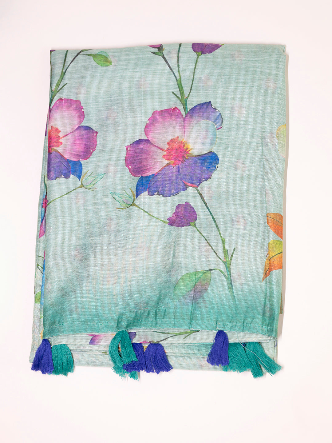Women Green Tissue Printed Saree TS27