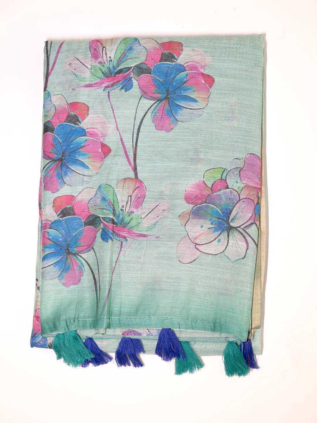 Women Green Tissue Printed Saree TS26