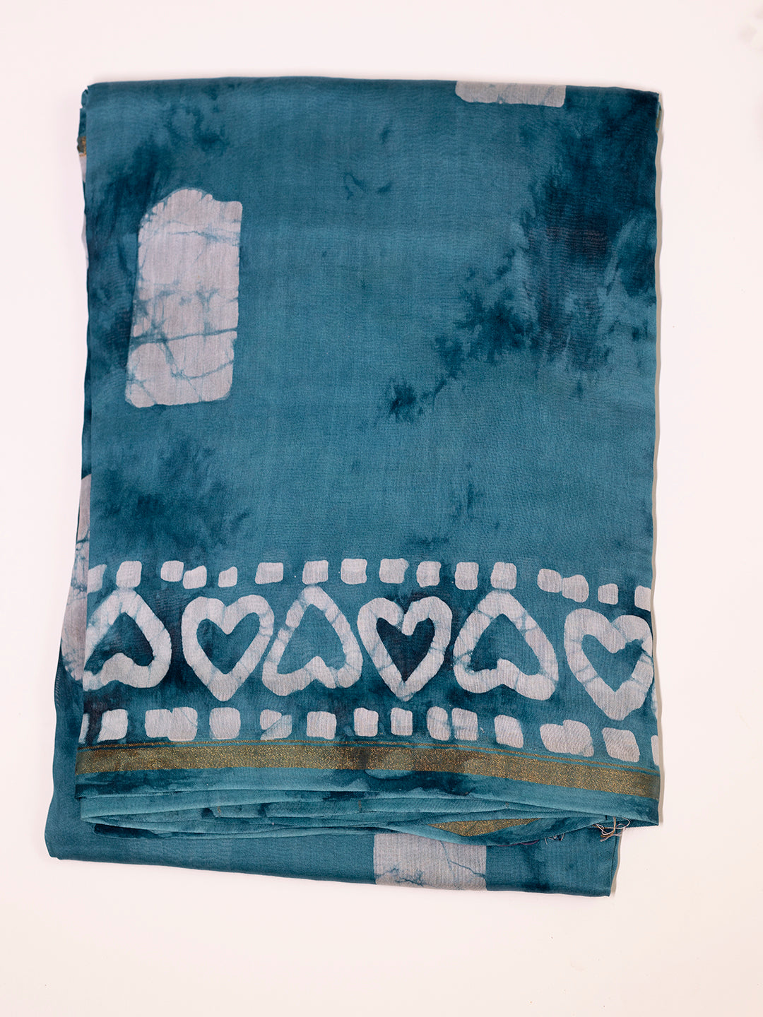 Women Blue Semi Chanderi Cotton Printed Saree SC50