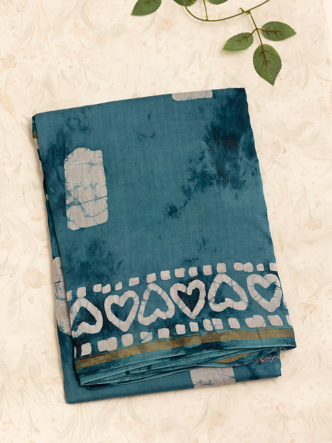 Women Blue Semi Chanderi Cotton Printed Saree SC50