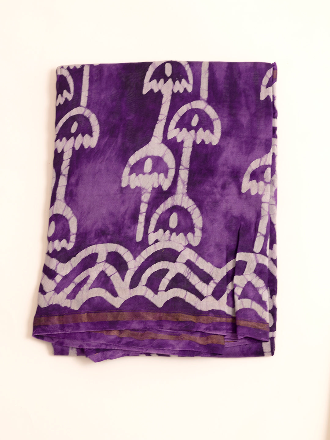 Women Violet Semi Chanderi Cotton Printed Saree SC49
