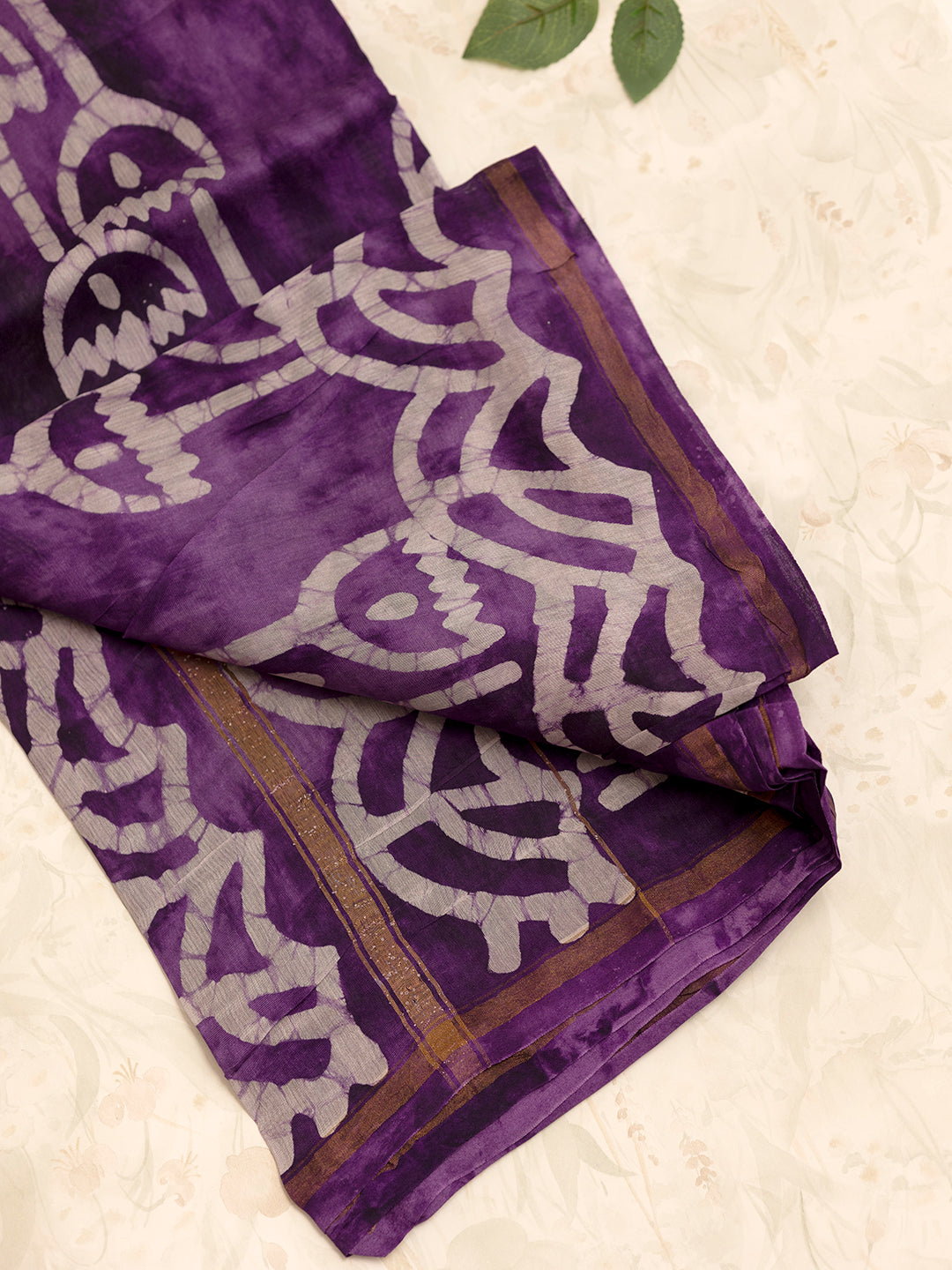 Women Violet Semi Chanderi Cotton Printed Saree SC49