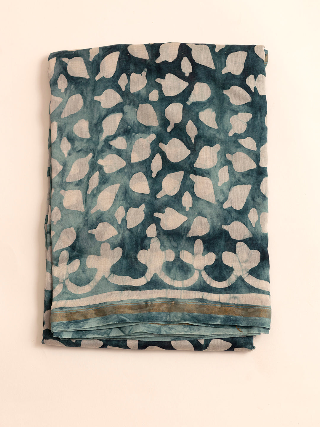 Women Pine Green Semi Chanderi Cotton Printed Saree SC51