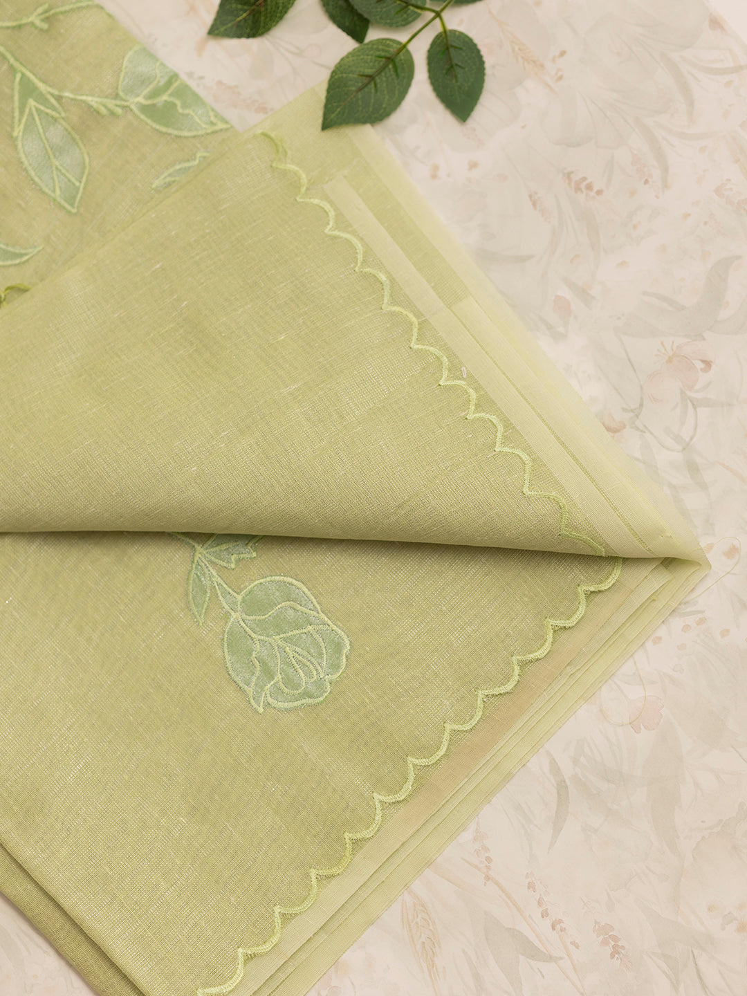 Women Parrot Green Embroidered Semi Tussar Saree ST227