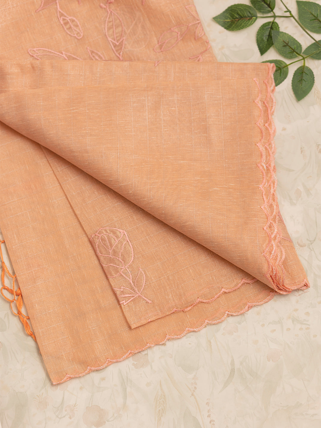 Women Orange Embroidered Semi Tussar Saree ST219