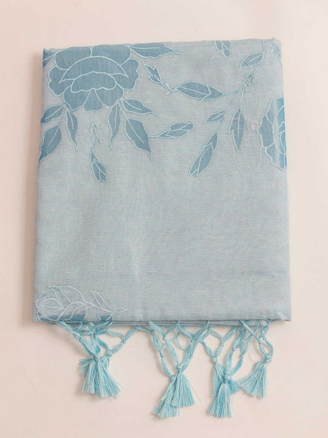 Women Blue Embroidered Semi Tussar Saree ST217