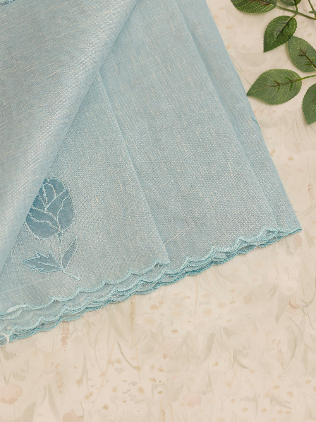 Women Blue Embroidered Semi Tussar Saree ST217