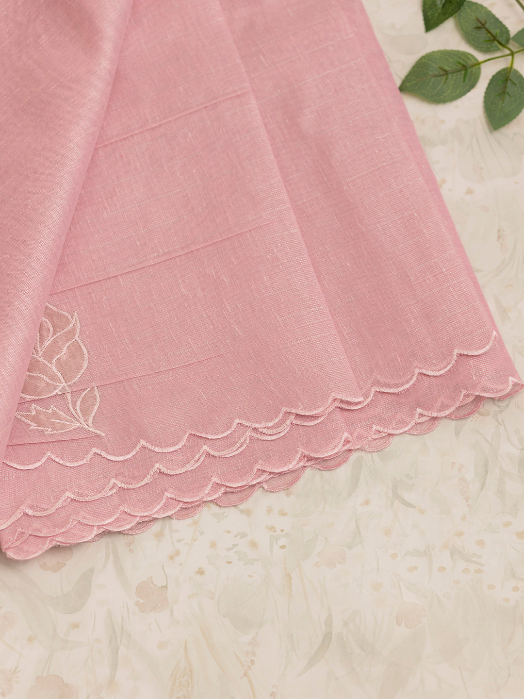 Women Pink Embroidered Semi Tussar Saree ST216