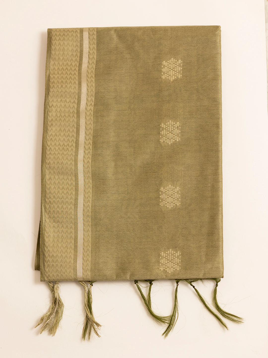 Women Olive Green Semi Tussar Saree ST230