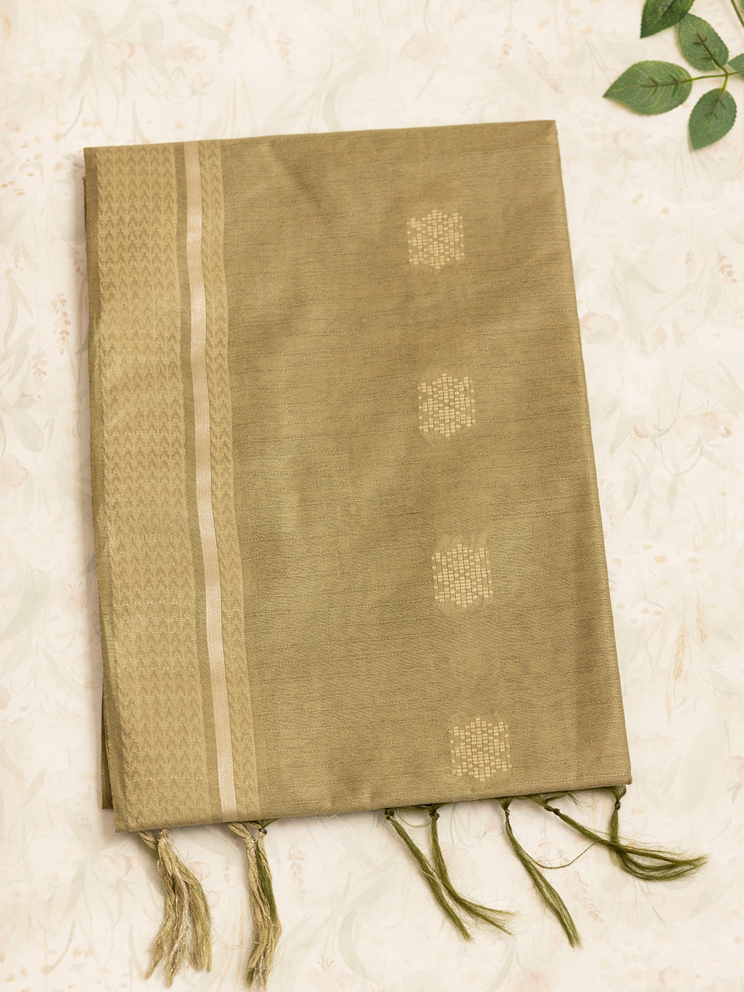 Women Olive Green Semi Tussar Saree ST230