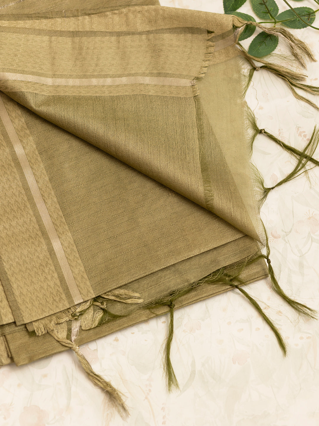 Women Olive Green Semi Tussar Saree ST230