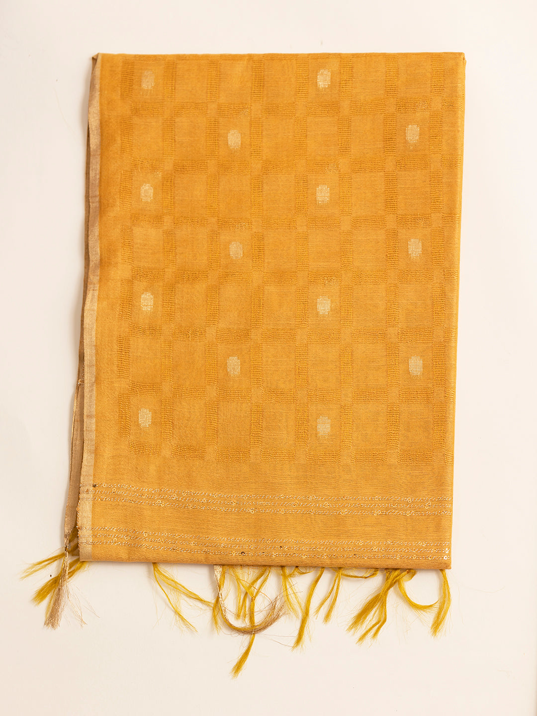 Women Mustard Embroidered Semi Tussar Saree ST220
