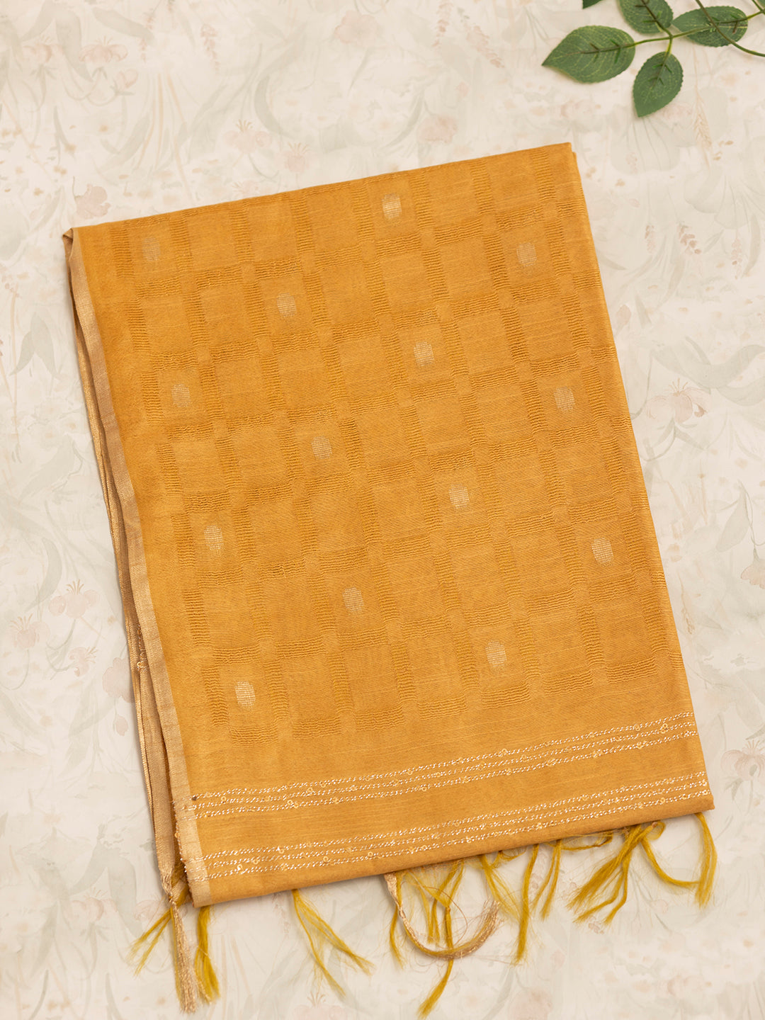 Women Mustard Embroidered Semi Tussar Saree ST220