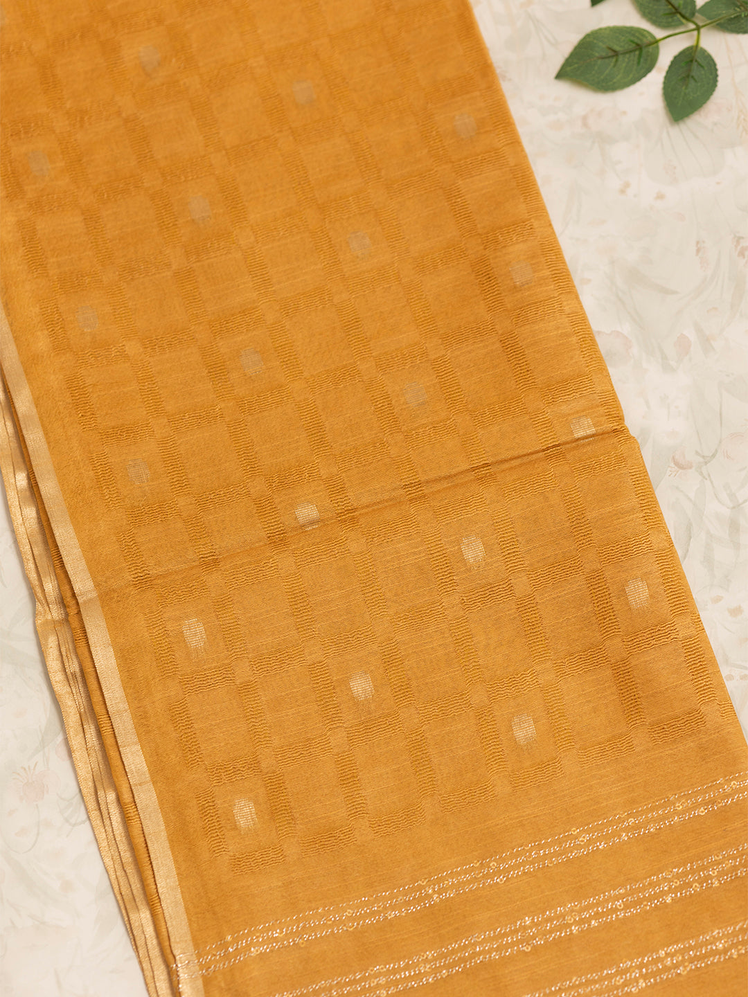 Women Mustard Embroidered Semi Tussar Saree ST220