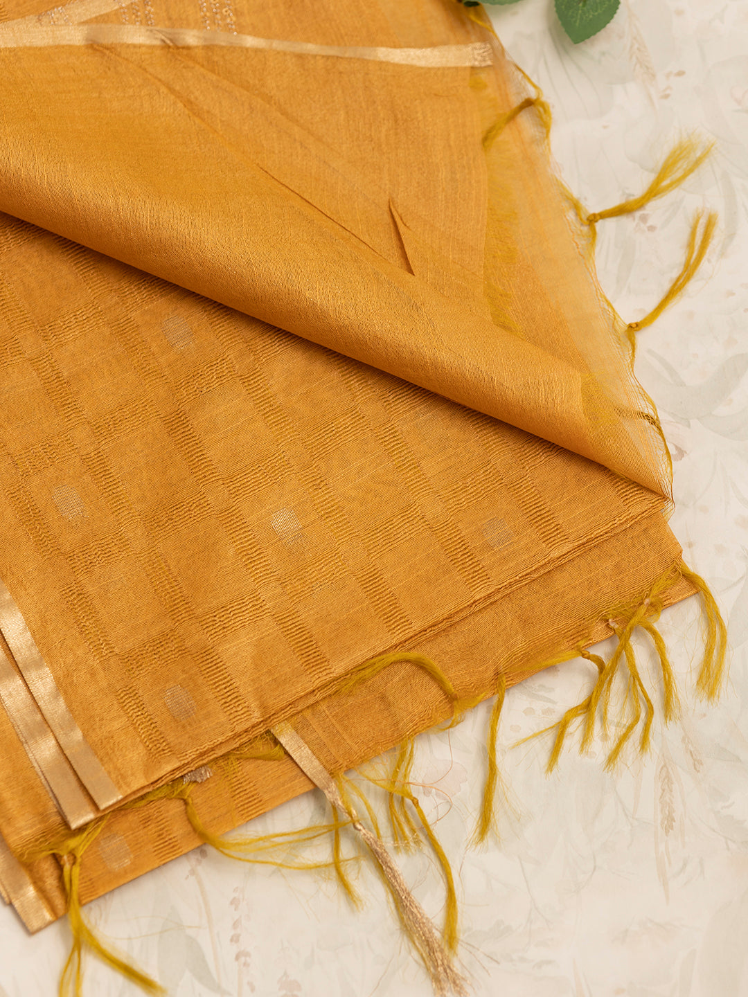 Women Mustard Embroidered Semi Tussar Saree ST220