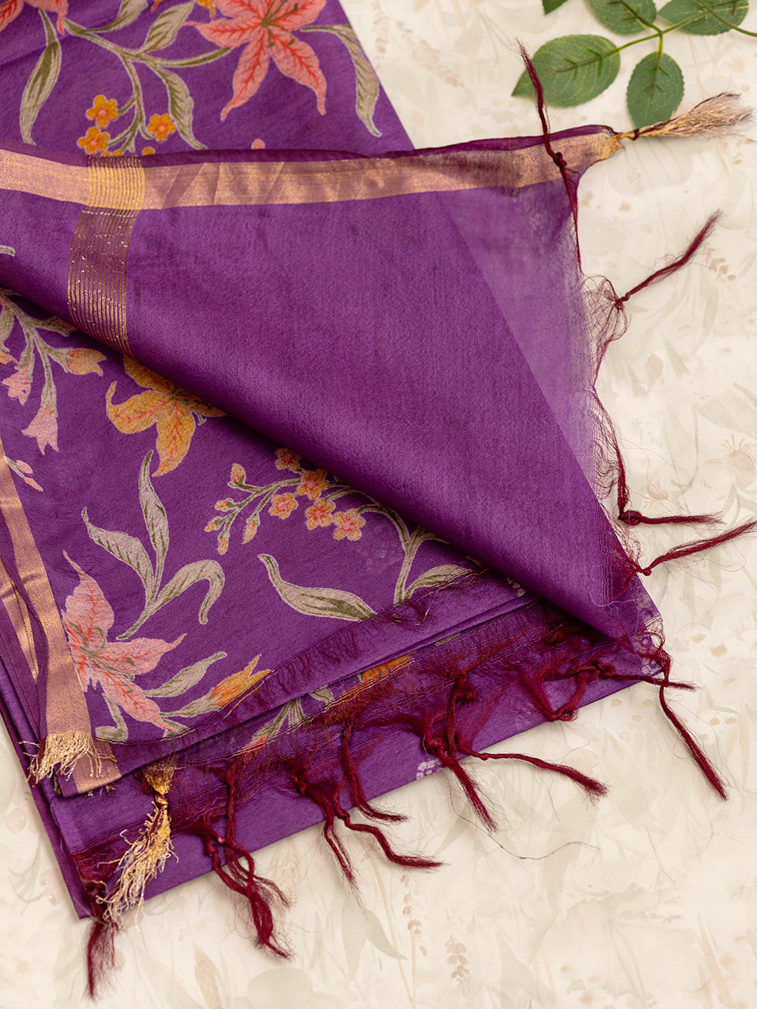 Women Violet Semi Tussar Saree ST225