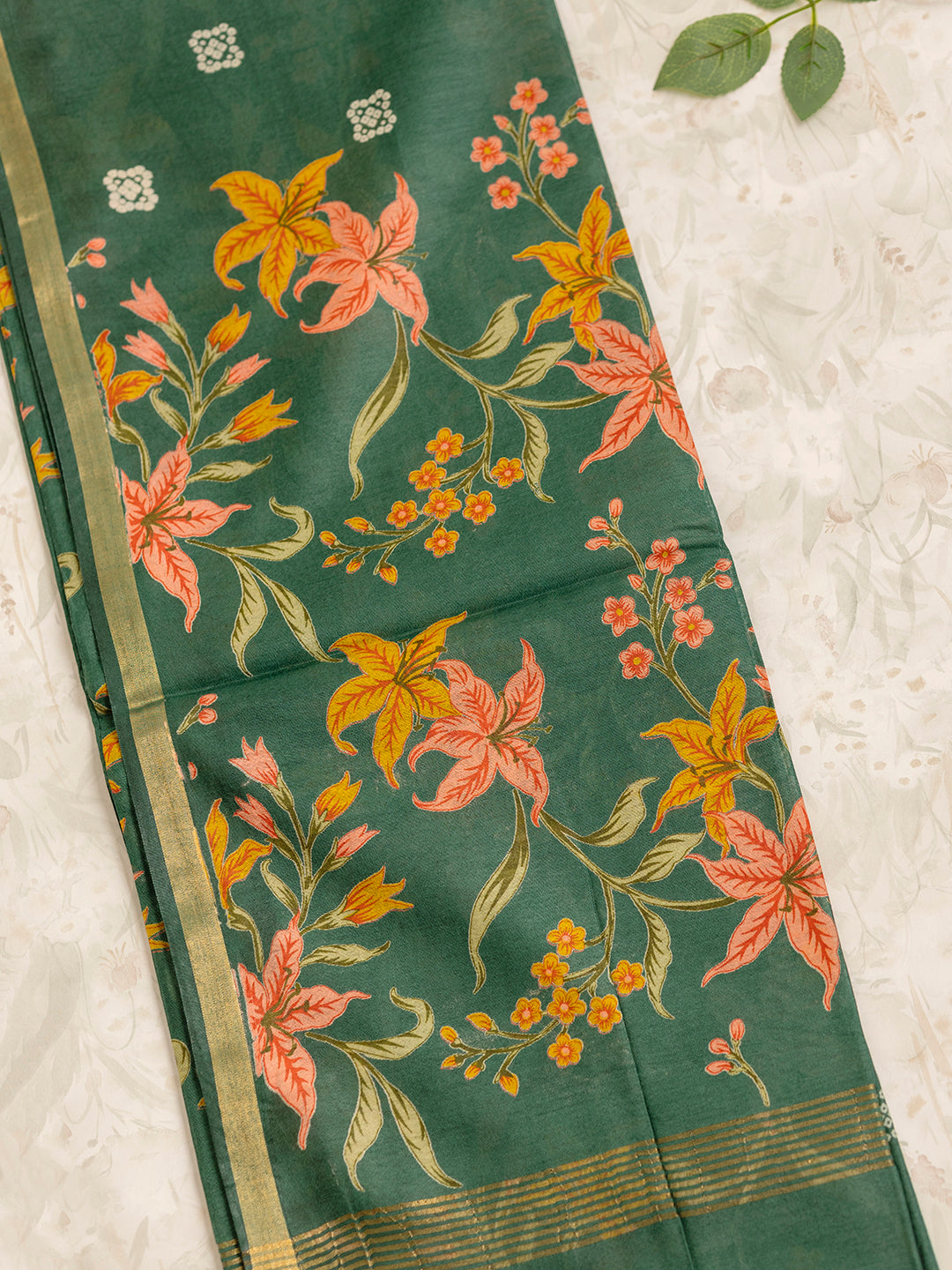 Women Green Semi Tussar Saree ST226