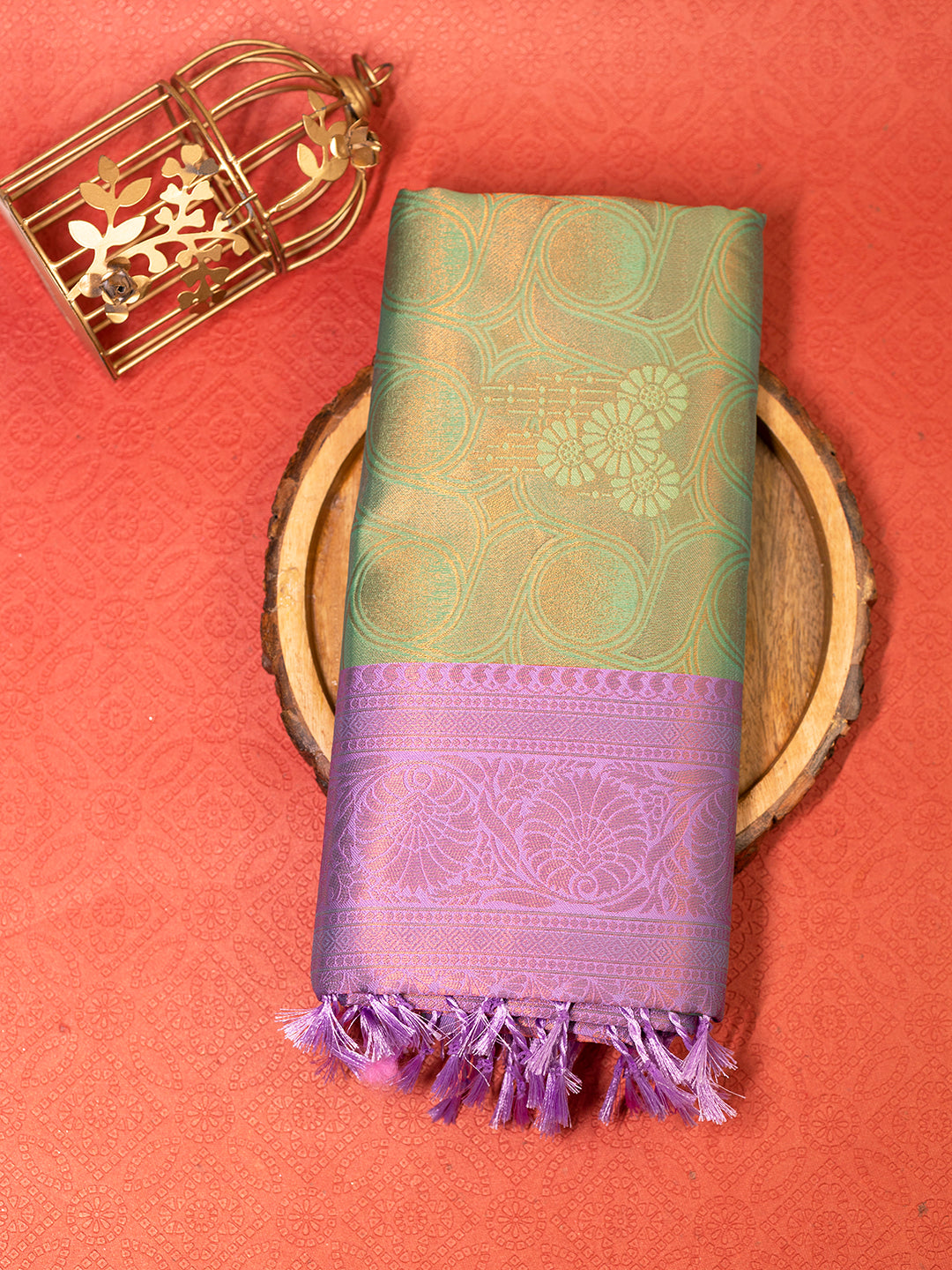 Women Green with Purple Art Silk Saree ASS44
