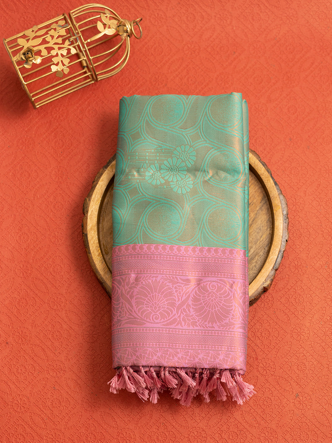 Women Green with Pink Art Silk Saree ASS45