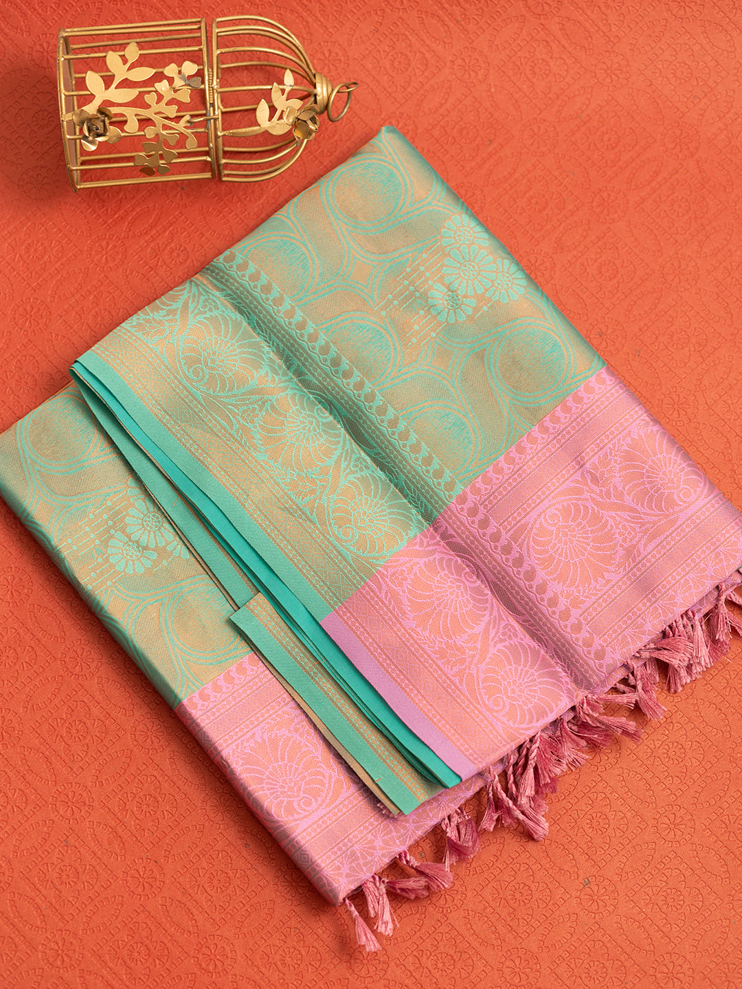 Women Green with Pink Art Silk Saree ASS45