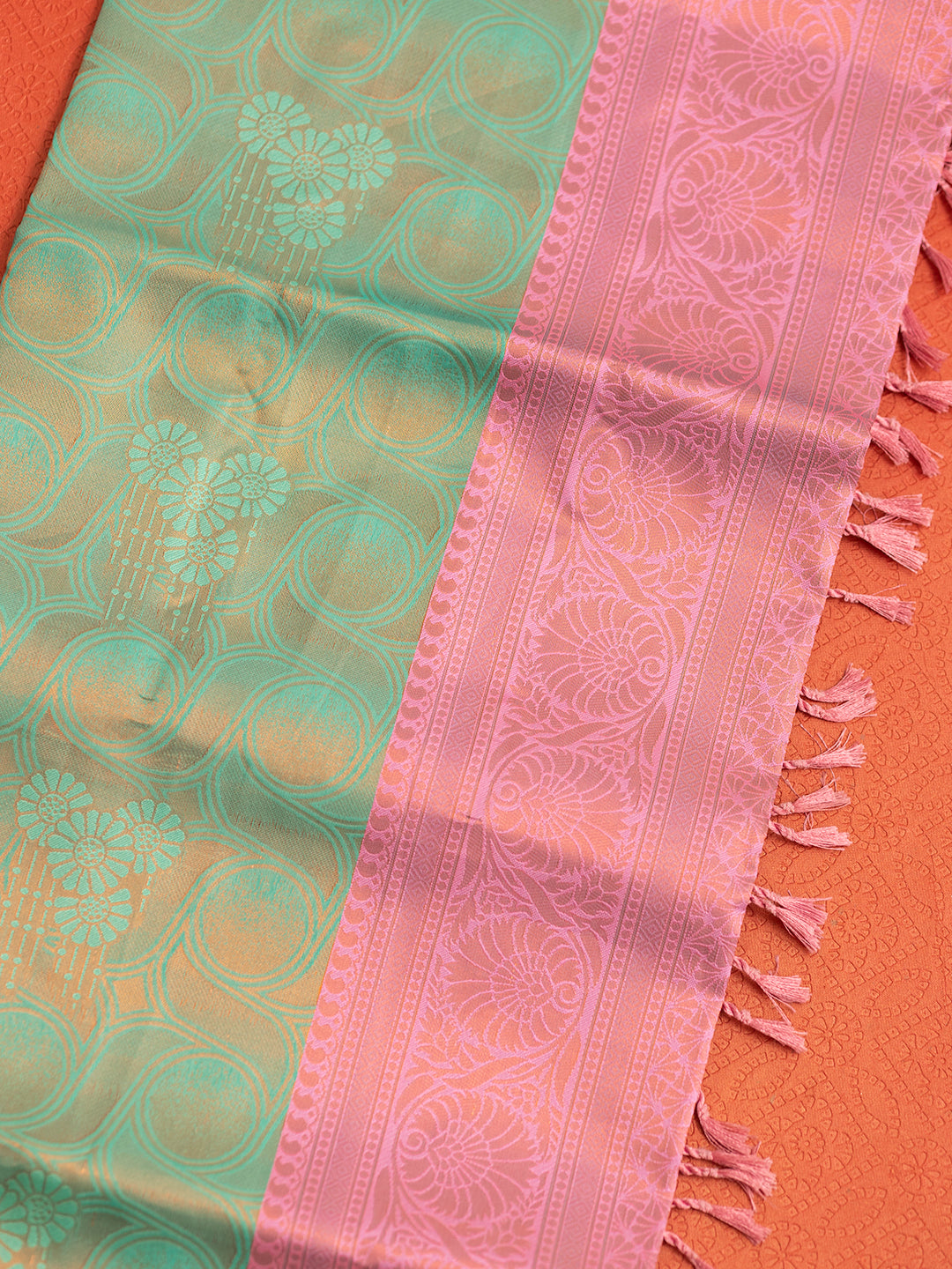 Women Green with Pink Art Silk Saree ASS45