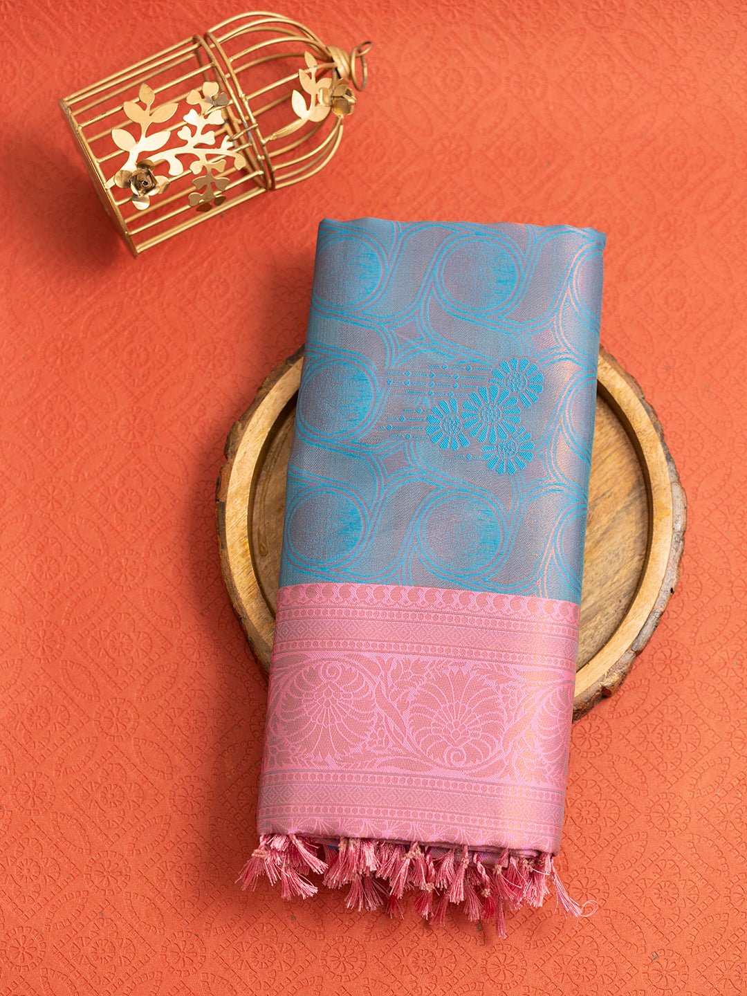 Women Blue with Pink Art Silk Saree ASS41