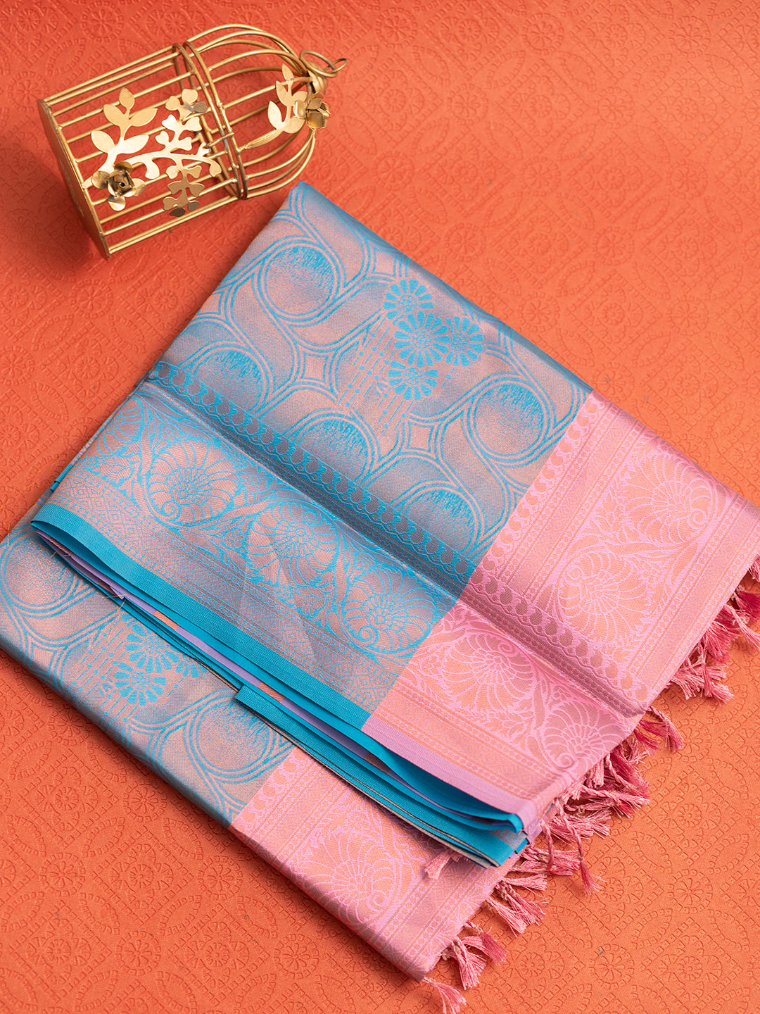 Women Blue with Pink Art Silk Saree ASS41