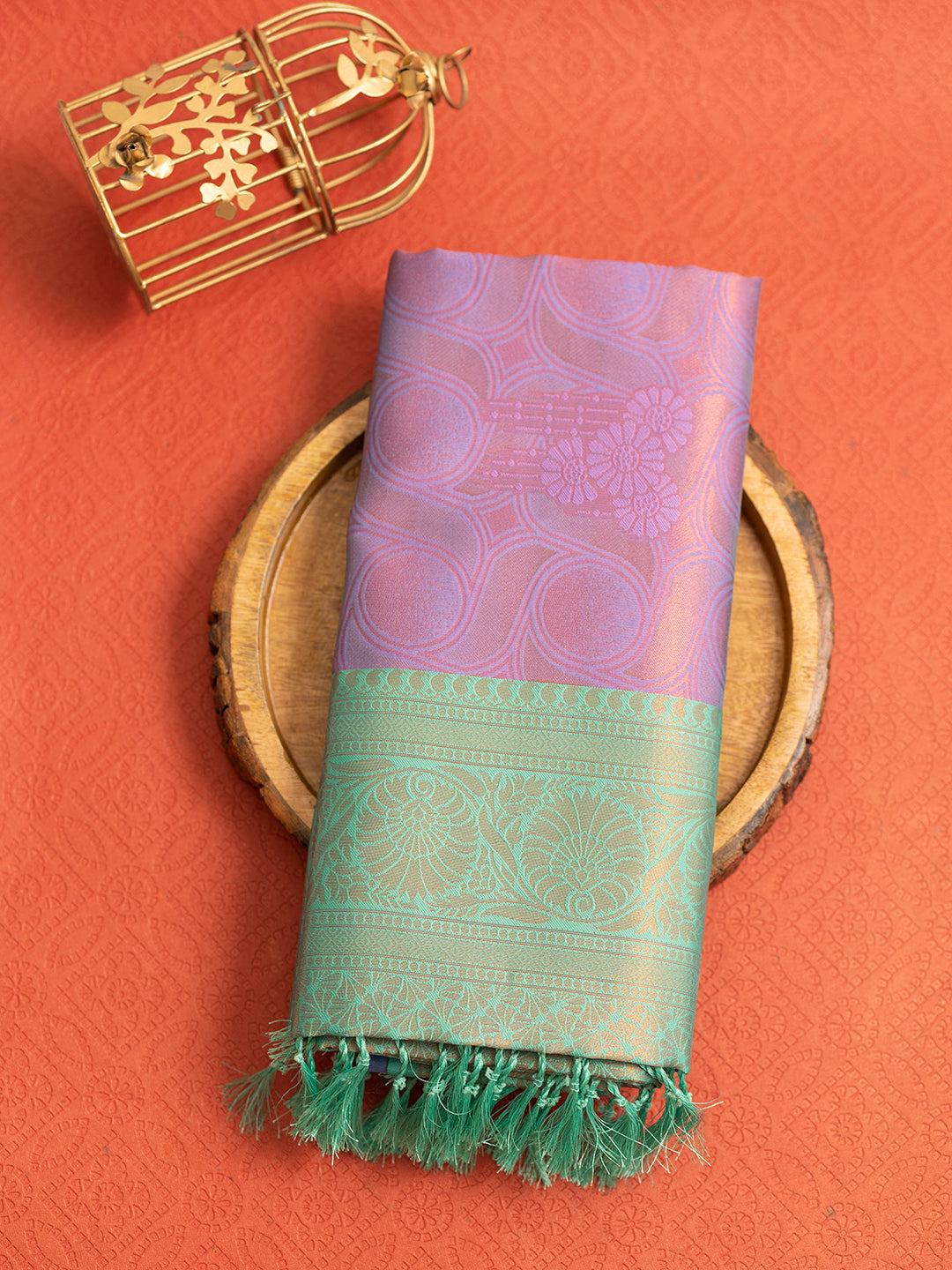 Women Purple with Green Art Silk Saree ASS43