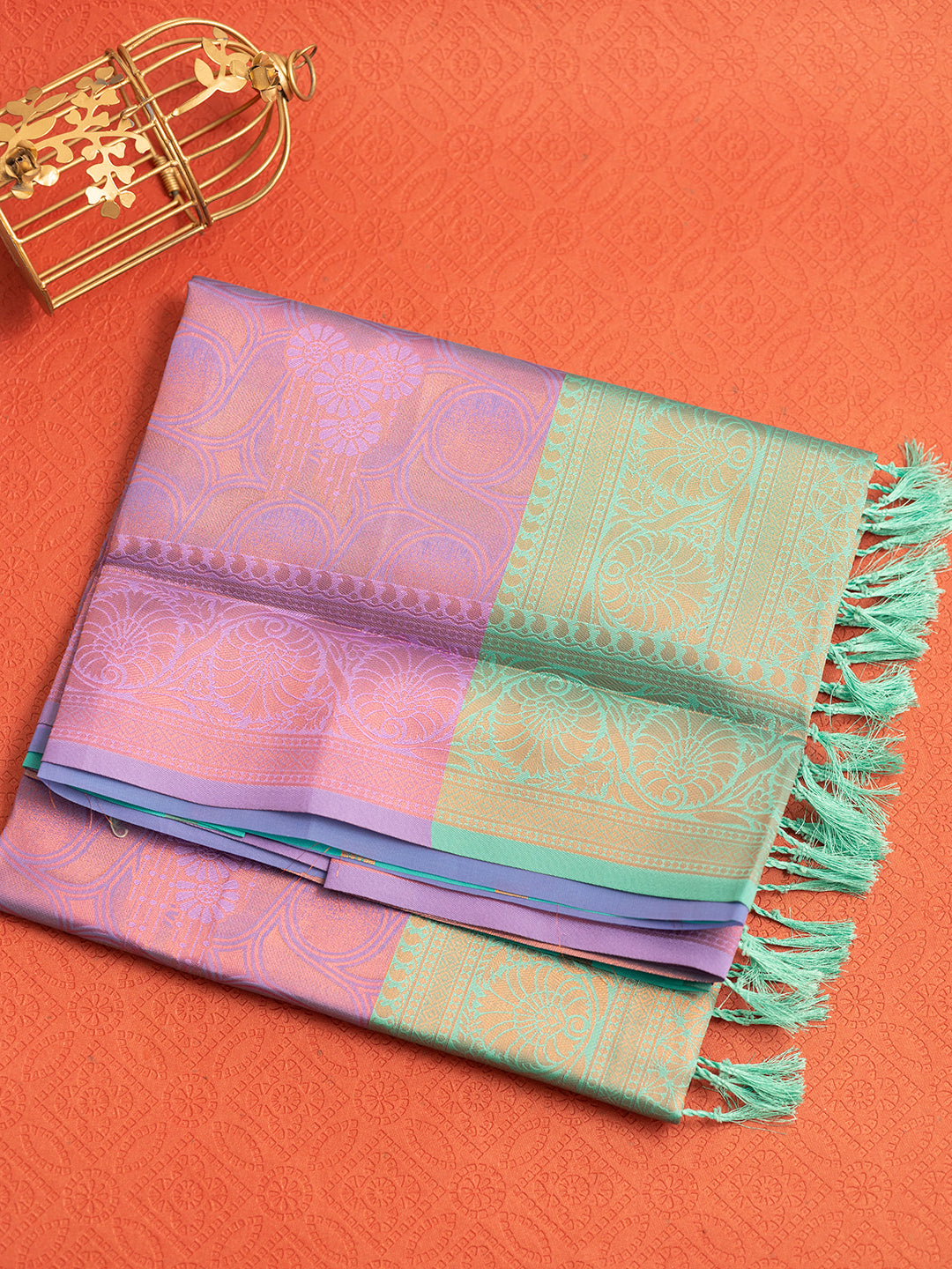 Women Purple with Green Art Silk Saree ASS43
