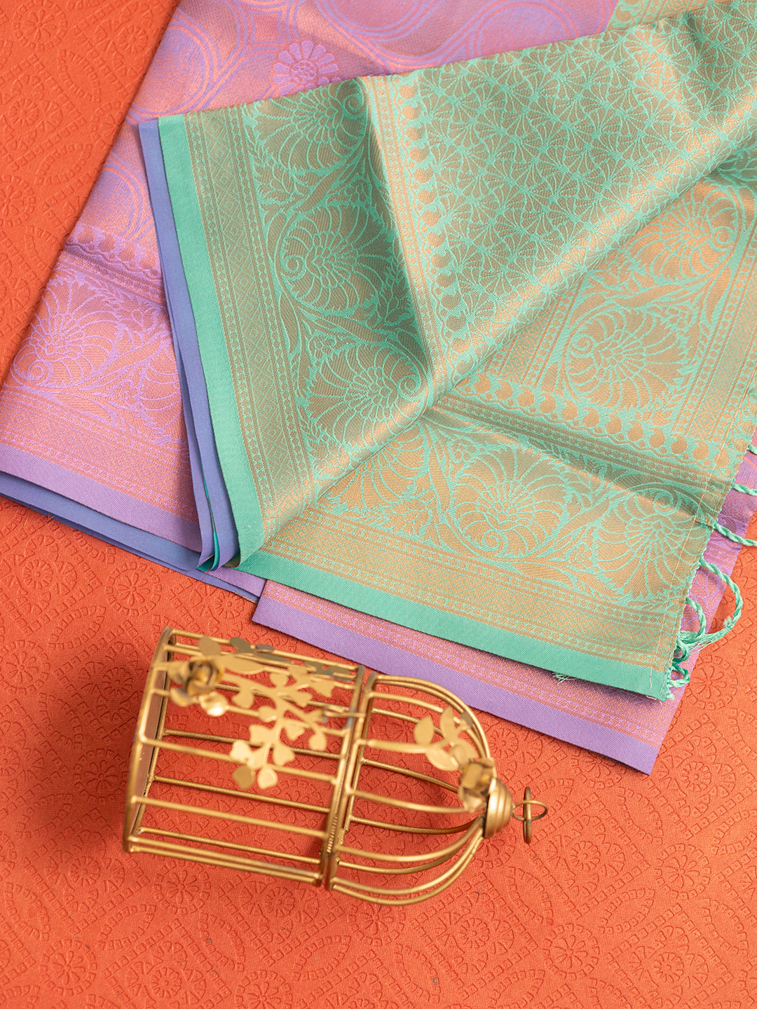 Women Purple with Green Art Silk Saree ASS43