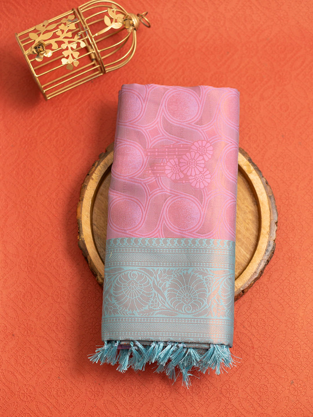 Women Pink with Blue Art Silk Saree ASS42