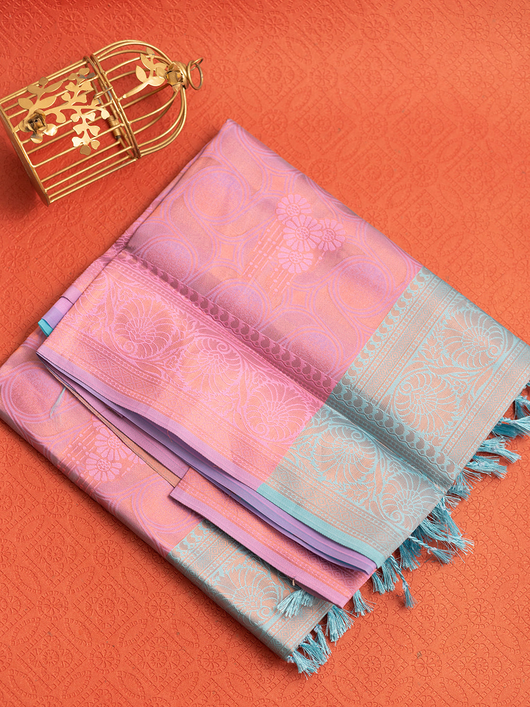 Women Pink with Blue Art Silk Saree ASS42