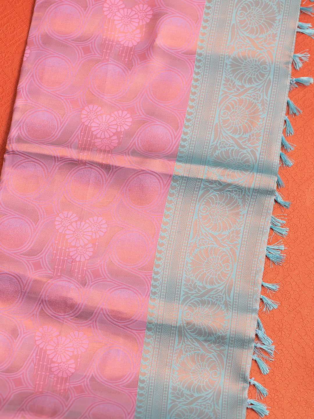 Women Pink with Blue Art Silk Saree ASS42