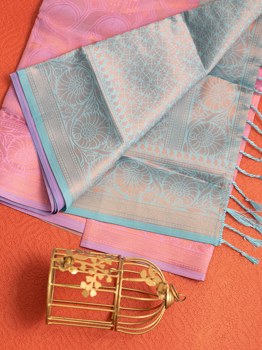 Women Pink with Blue Art Silk Saree ASS42