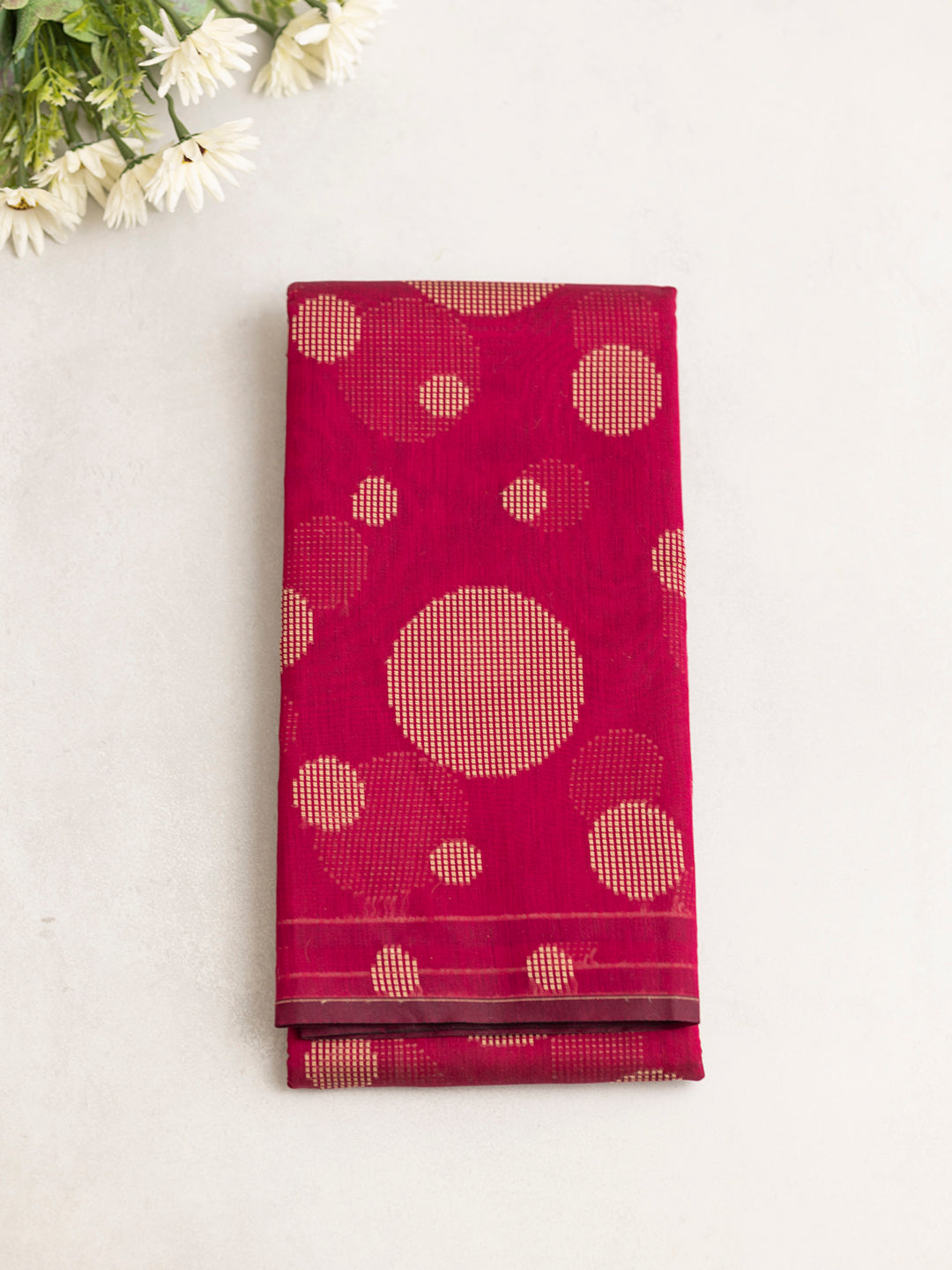 Women Magenta Kora Cotton Saree PCS165