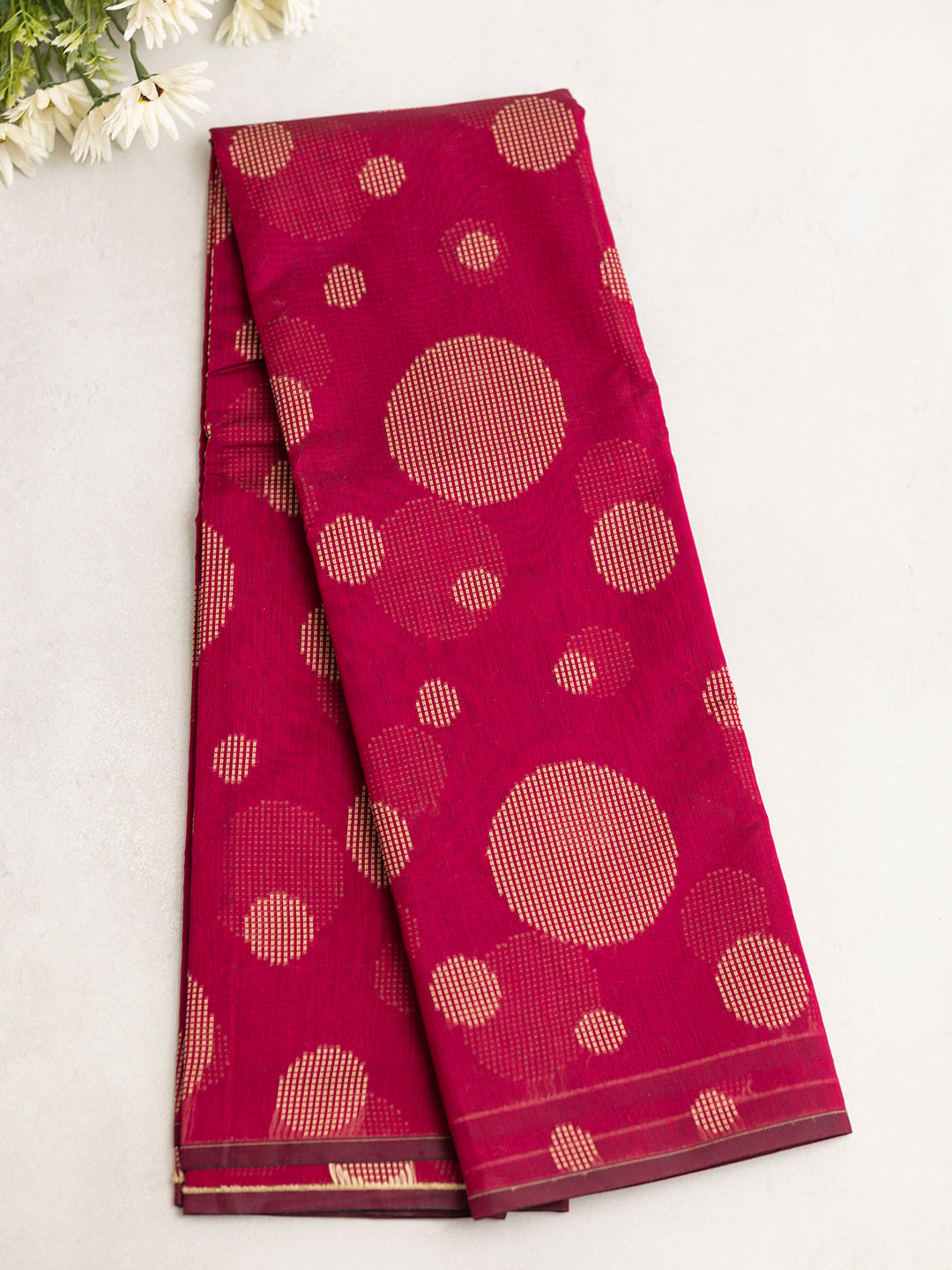 Women Magenta Kora Cotton Saree PCS165