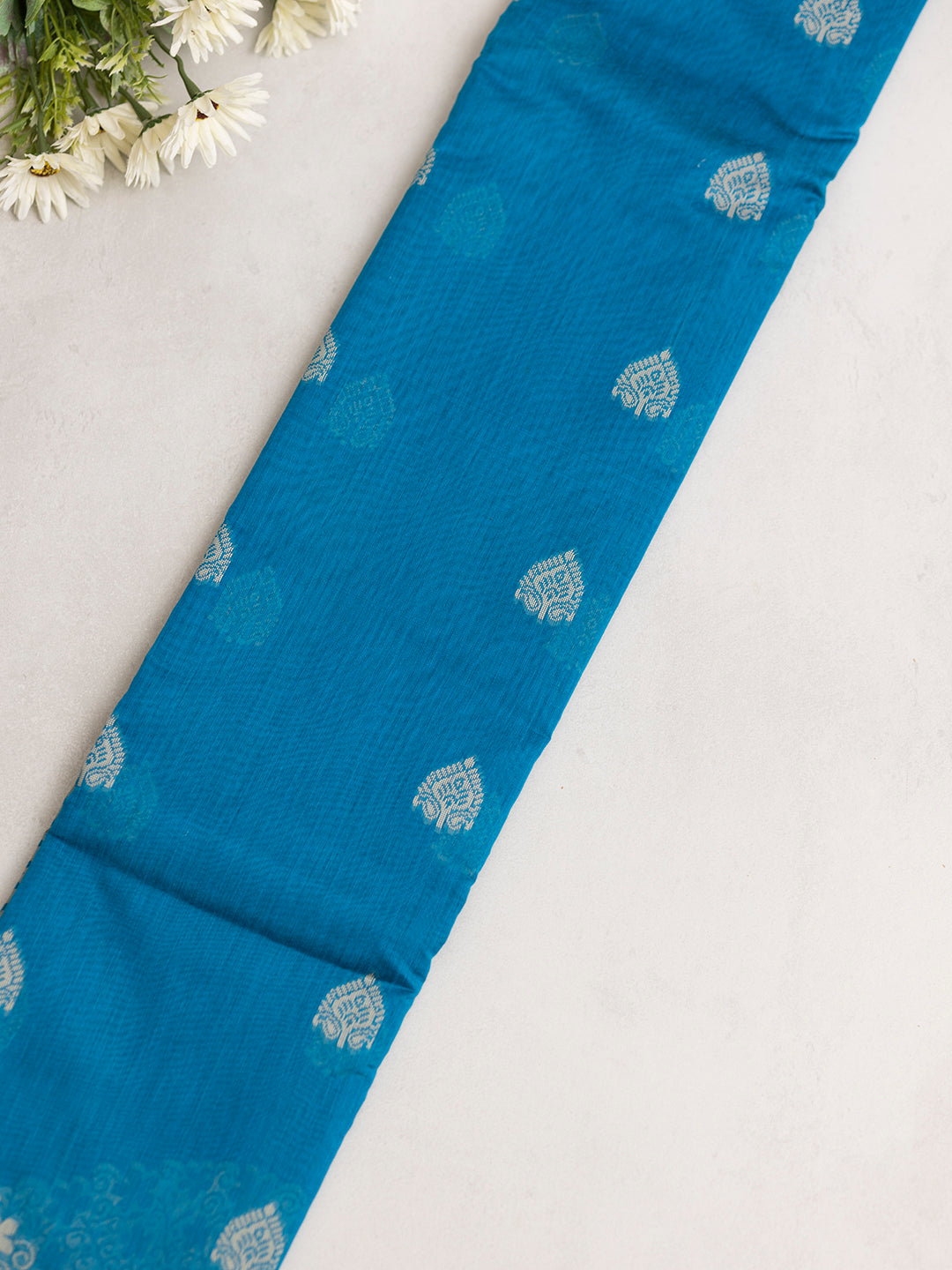 Women Blue Kora Cotton Saree PCS159