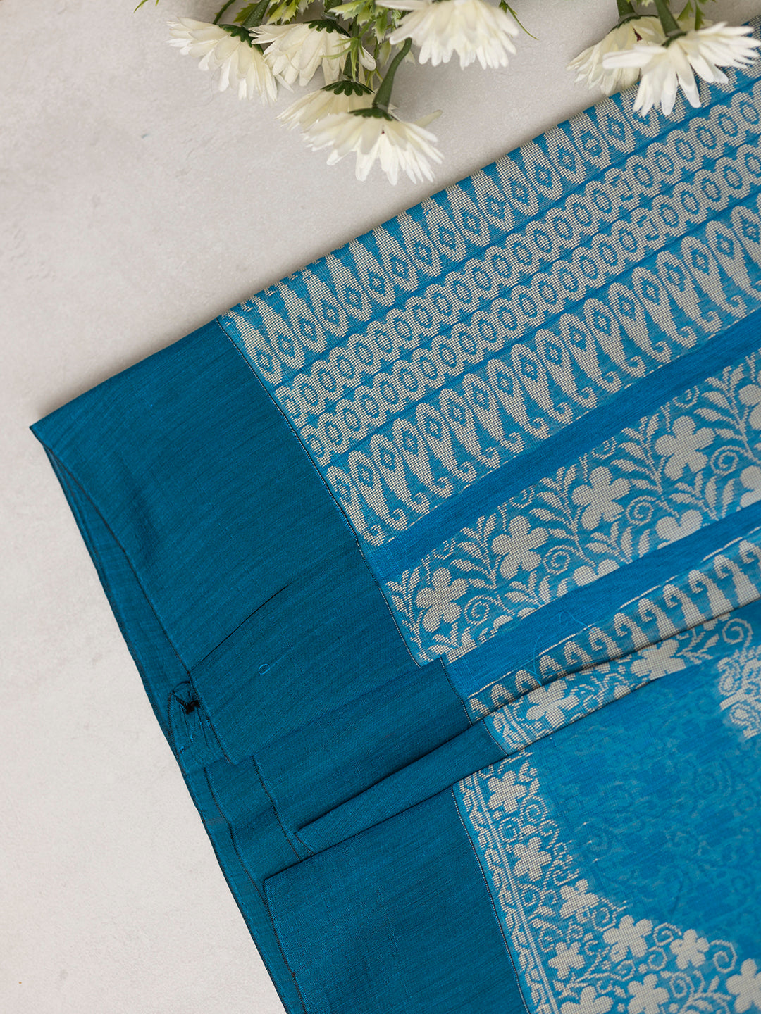 Women Blue Kora Cotton Saree PCS159