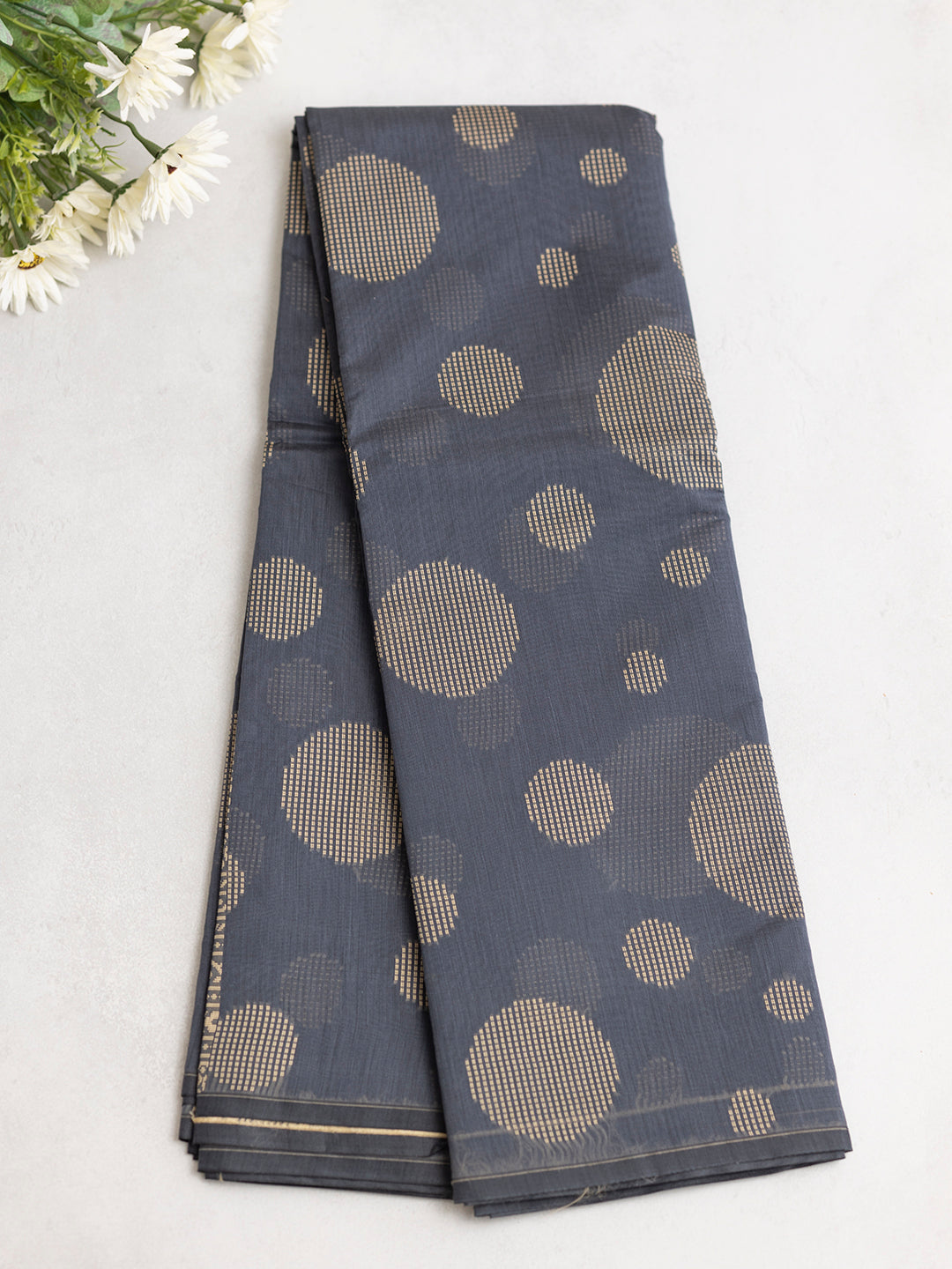 Women Grey Kora Cotton Saree PCS155