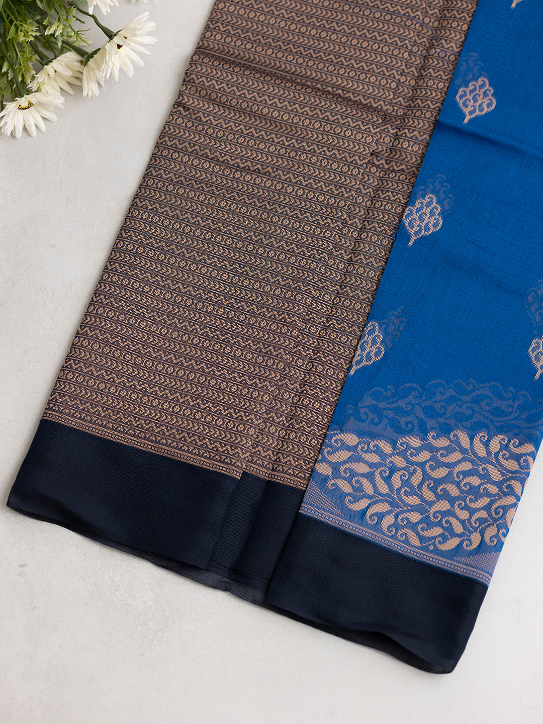 Women Blue Kora Cotton Saree PCS170
