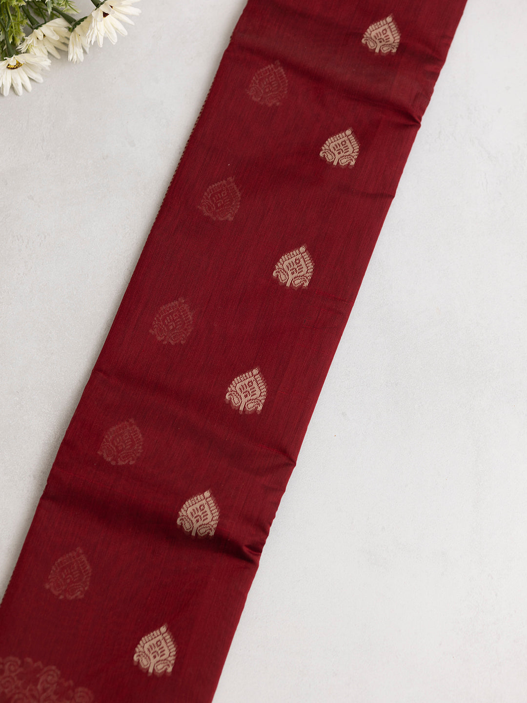 Women Maroon Kora Cotton Saree PCS172