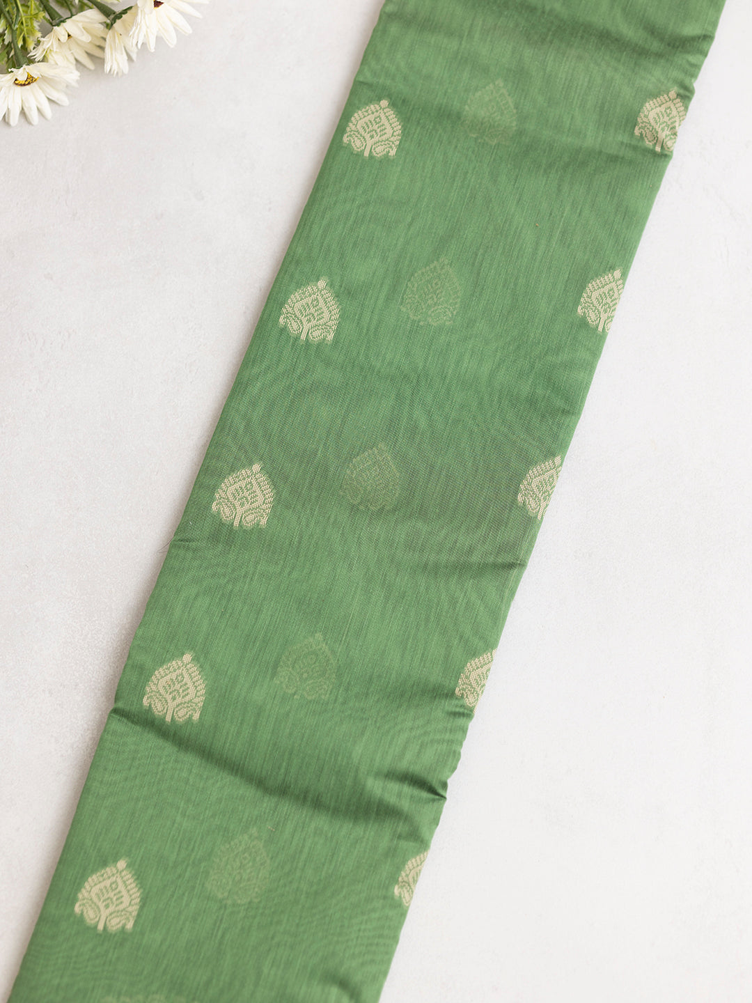 Women Green Kora Cotton Saree PCS168
